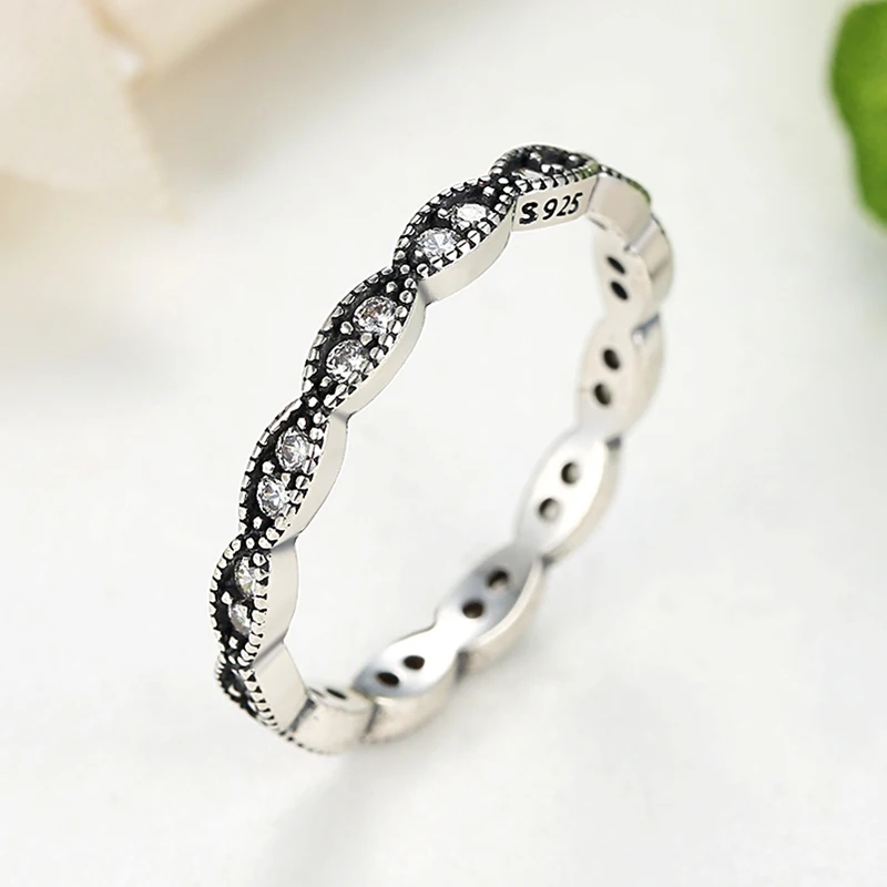 Stackable Ring ZMZY из 100% серебра 925 пробы с прозрачным кубическим цирконием совместимо