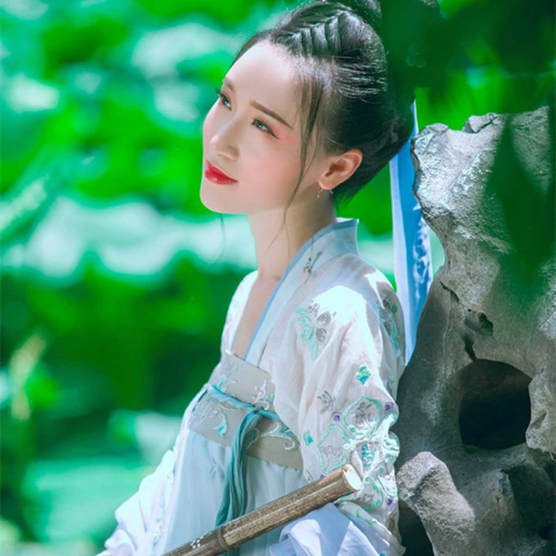 

2019 Embroidery Hanfu For Women Traditional Stage Wear Adult Ming Dynasty Cosplay Clothes Folk Dress Festival Outfit DQS1649