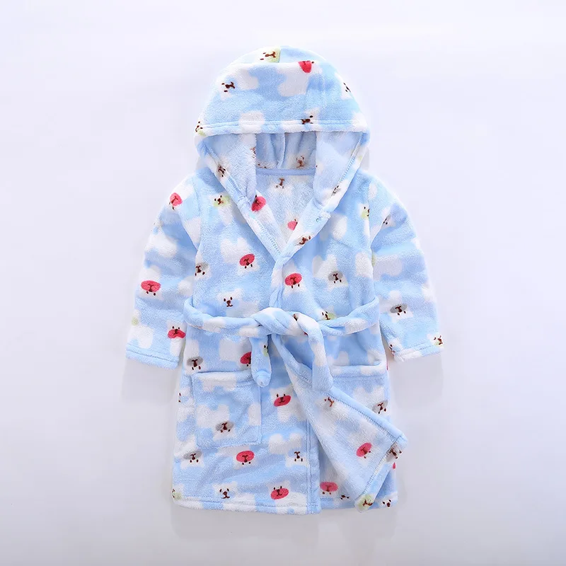 Зимний новый милый банный халат для девочек теплая Фланелевая пижама с рисунком