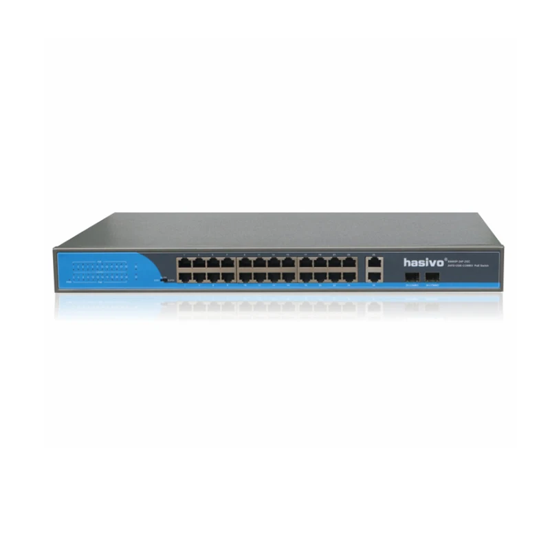 24 порта 10/100 Мбит/с PoE Ethernet коммутатор Поддержка IEEE802.3af/at с 2 портами 1000 м SFP COMBO poe 48В