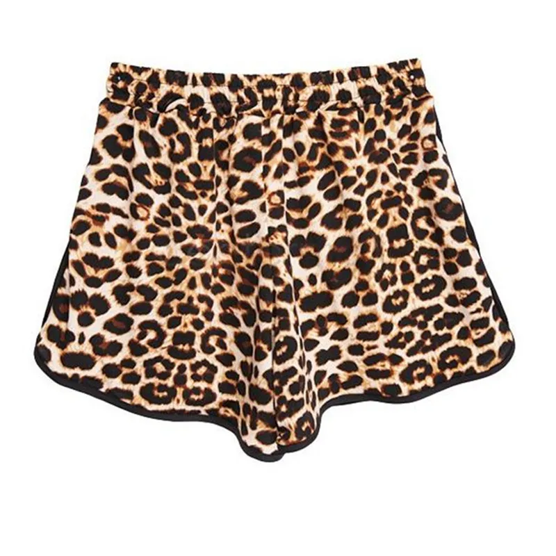 Женские леопардовые шорты на шнуровке повседневные с высокой талией большие