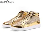 2021 Новая мода Золотистые туфли мужская повседневная обувь с высоким берцем, обувь для ночного клуба тапки для мужчин, на шнуровке, пайетки рок обувь zapatos hombre