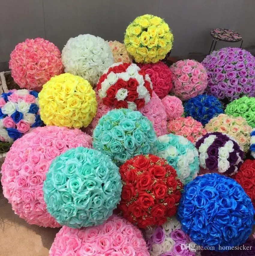 

Rose balls 6~24 Inch(15~60CM) Wedding silk Pomander Kissing Ball decorate flower artificial for wedding garden market dec