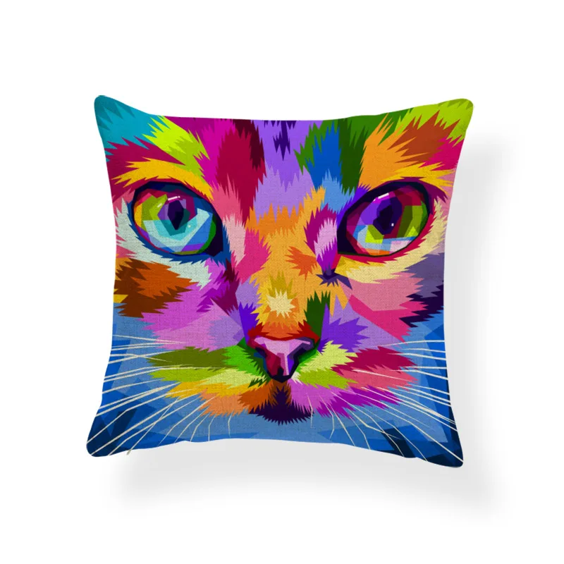 Animal Cat Colorful Cushions Creativity Diamond Pillow Case Oriental Bedroom Decorations Throw Cushion 18X18 Linen 2018 | Дом и сад