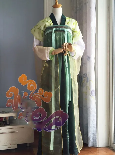 Зеленый шифоновый костюм Hanfu Lu Yan Lin Wei чудо Никки с принтом ханьфу для выступления