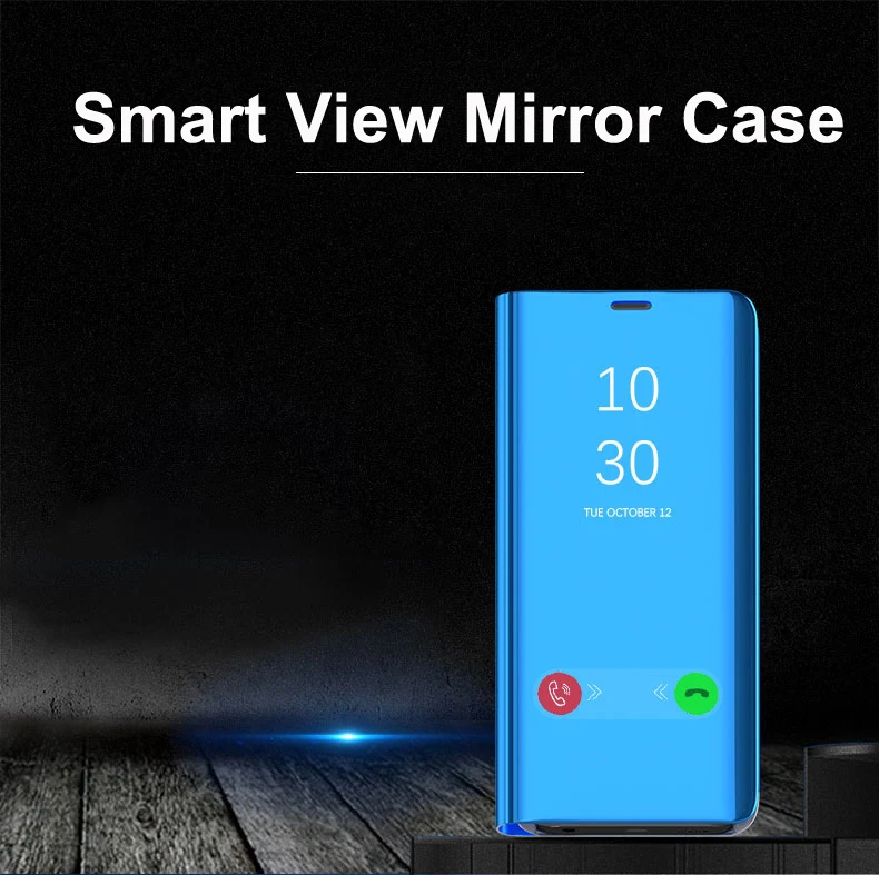Зеркальный умный чехол-книжка для Huawei Y5 Y6 Prime Y7 2018 Honor 9 10 Lite Nova 2i 3 3i Nova3 Nova3i 9Lite
