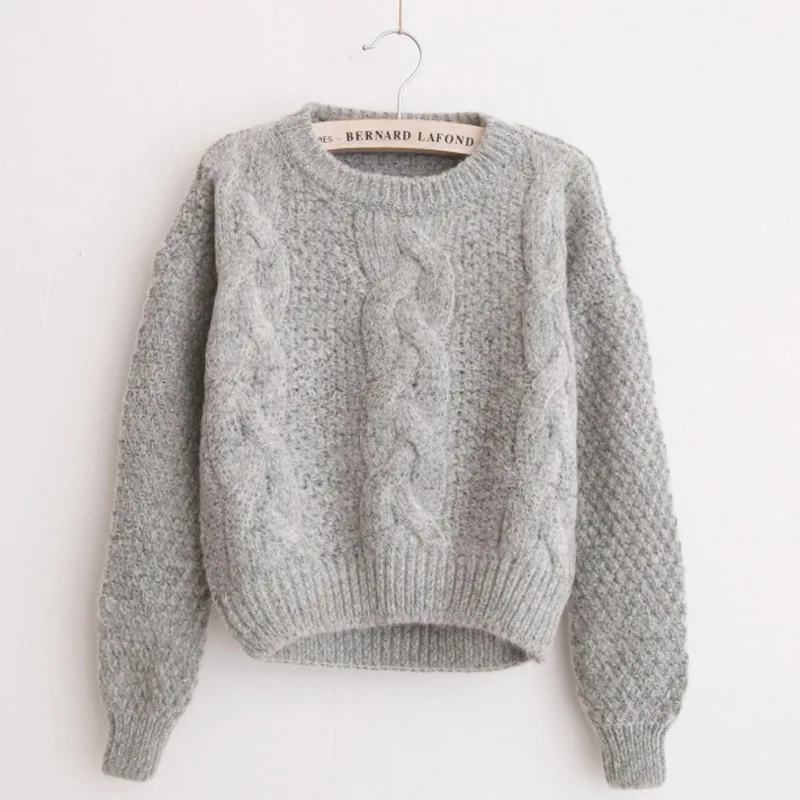 OMCHION Pull Femme 2019 осенний вязаный короткий свитер с круглым вырезом Женский