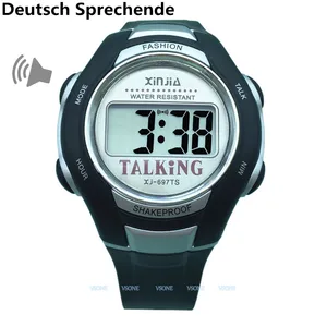 Deutsch говорящие часы для слепых людей или слабовидящих людей с будильником, спортивные наручные часы
