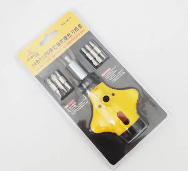 R𧷮R 14 in 1 LED lamp ratchet screwdriver set T15*T20 T25*T30 S1*S2 NO.RT-1617 freeshipping wholesale | Инструменты