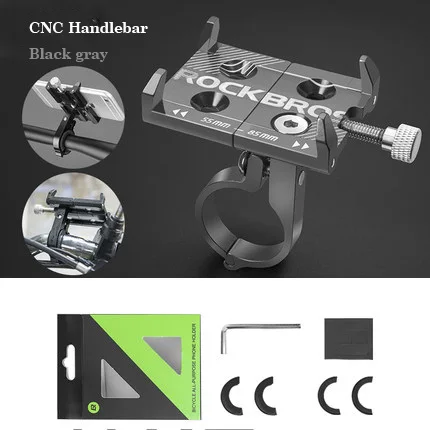 Gray Phone Holder ROCKBROS, велосипедный держатель для телефона, подставка для велосипеда, руль для велосипеда, регулируемый держатель для телефона, кронштейн, универсальные аксессуары для велосипеда - Цвет: Gray Phone Holder