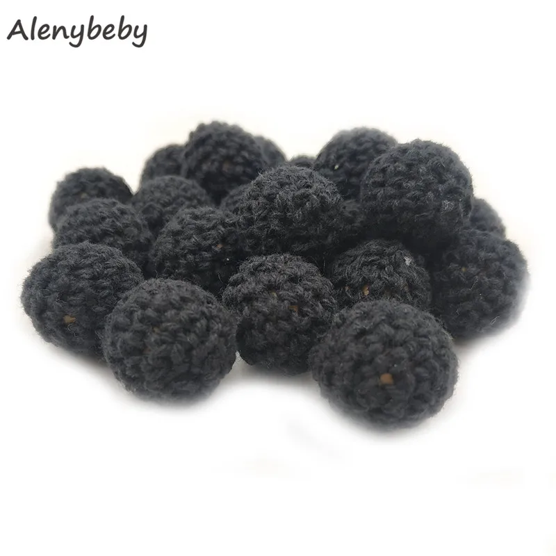 Cuentas cubiertas de ganchillo para beb&eacute;, bolas de mordedor de colores mezclados, decoraci&oacute;n interior de madera, cuentas de ganchillo para dentici&oacute;n, fabricaci&oacute;n de joyas DIY, 16mm/50 Uds.-4