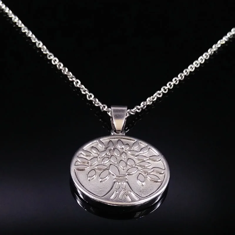 Женское колье чокер из нержавеющей стали Tree of Life серебряная цепочка ювелирное