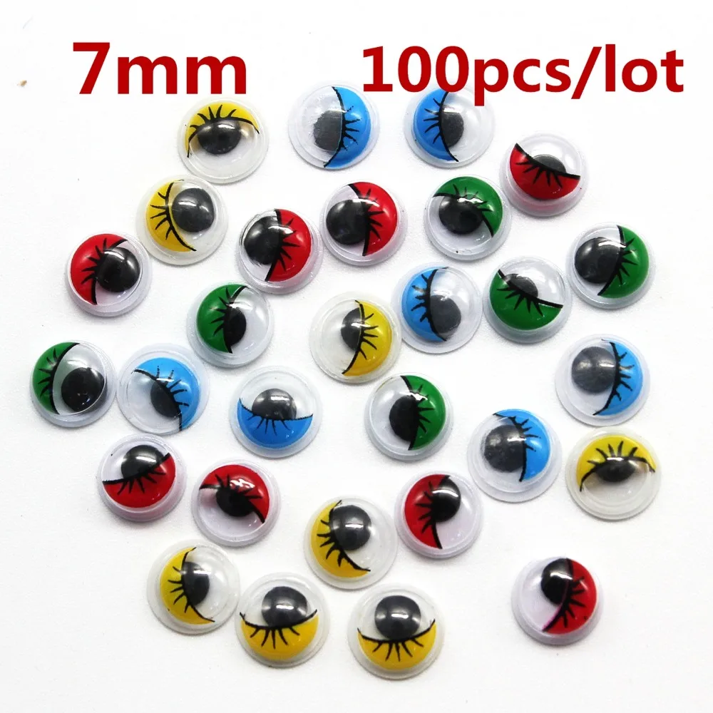 7 мм 100 шт./лот diy многоцветные с ресничками Подвижные Пластиковые глаза для глаз