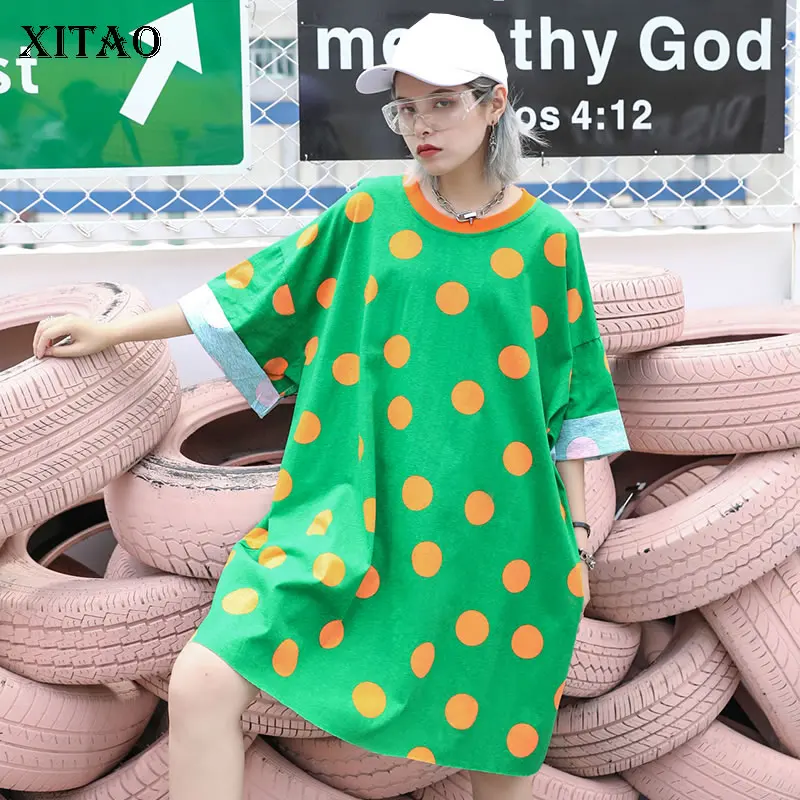 XITAO индивидуальность Tide плюс размер футболка модного цвета в стиле пэчворк точка
