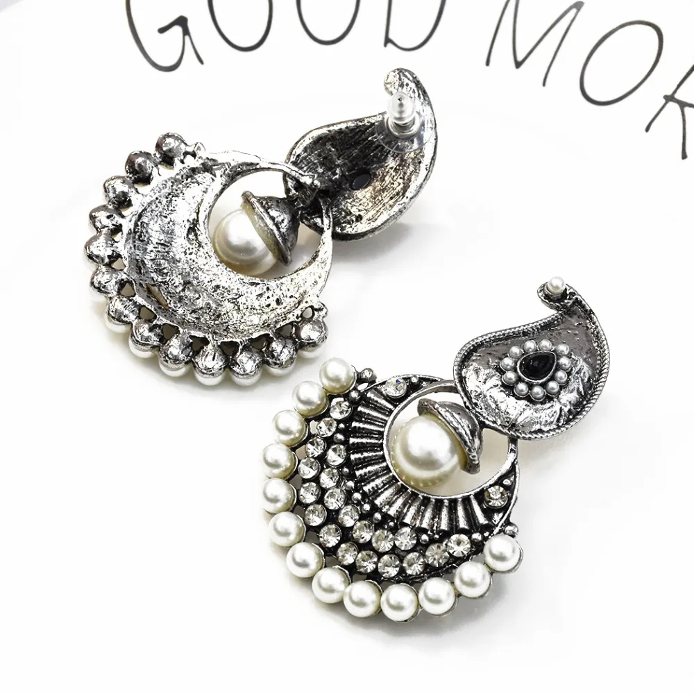 Афганские золотые металлические длинные серьги-подвески индейки Большой жемчуг