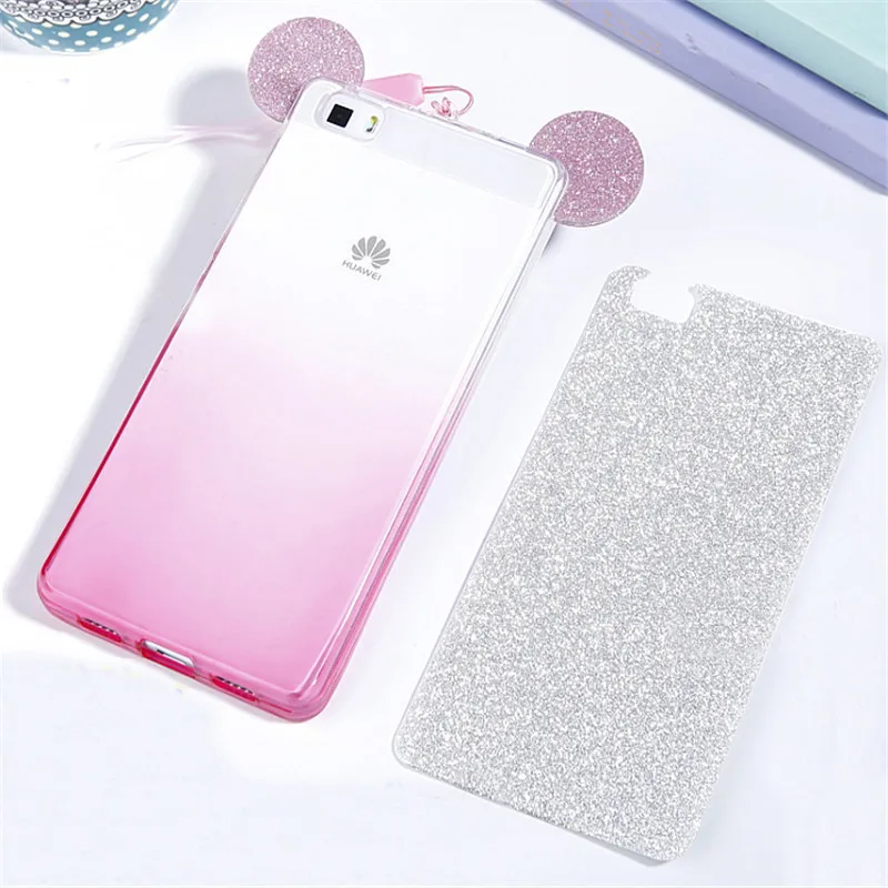 Gradient Minnie Mickey Mouse Ears Case For Samsung Galaxy S9 S7 S6 Edge S8 Plus S5 J3 J5 A5 A3 A7 J7 2017 2016 Glitte TPU |