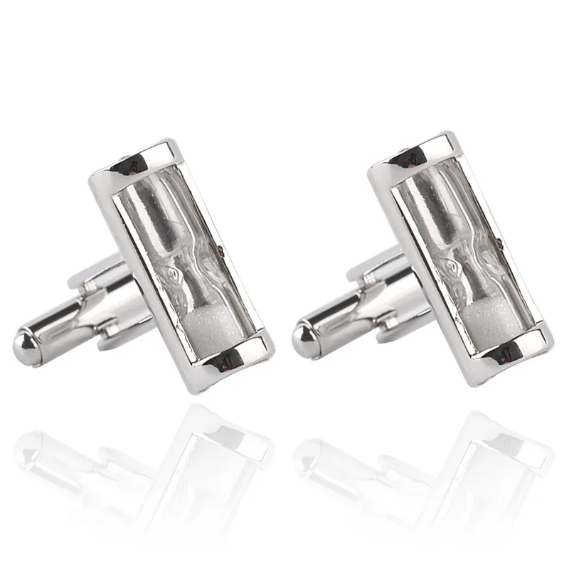 

Hourglass Cufflinks For Mens Time reversal cufflink button business man trendy cuff links party gift cuff link moving sand grit