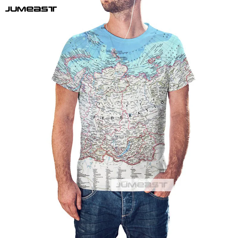 Футболка с 3D принтом Jumeast The World Map для мужчин/женщин Мужская футболка забавной