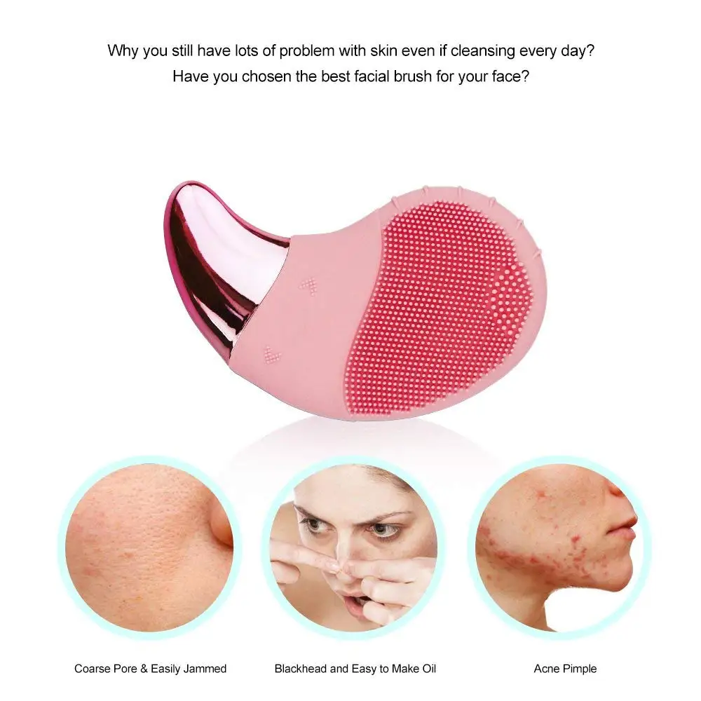 Электрическая Очищающая щетка для лица Sonic Vibration Face Cleaner силиконовая Глубокая