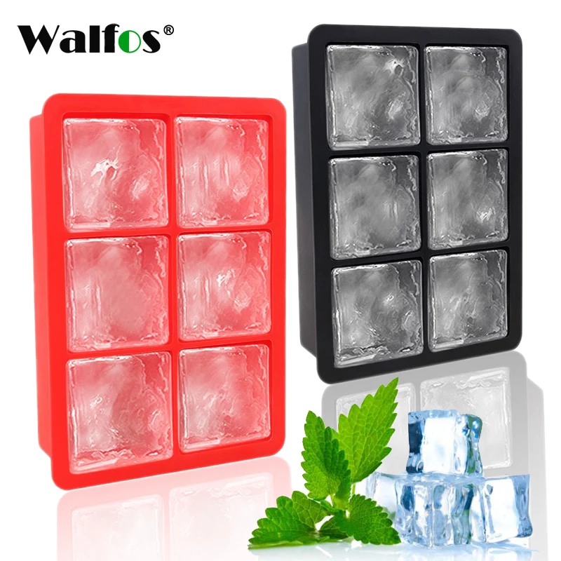 WALFOS 1 шт. Новинка 6 квадратных мягких силиконовых кубиков льда Форма для желе