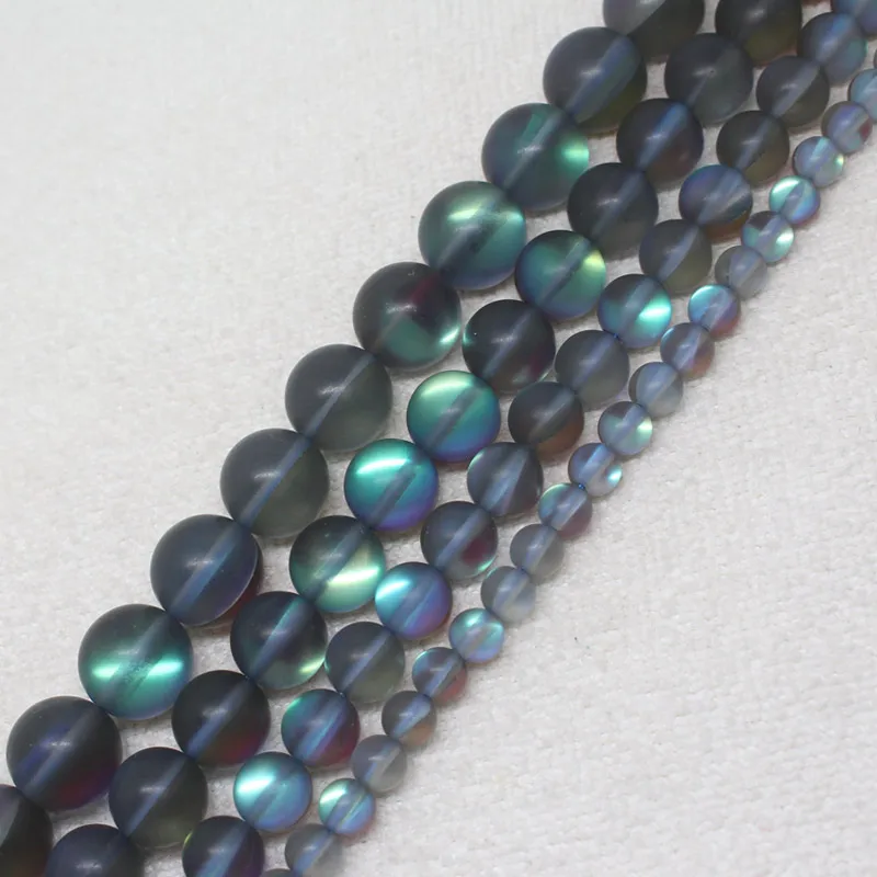

Mini. Order is $7! 6-12mm dull polish frosted Gray Multicolor imitate Moonstone Crystal Quartz Round DIY Loose Beads 15"