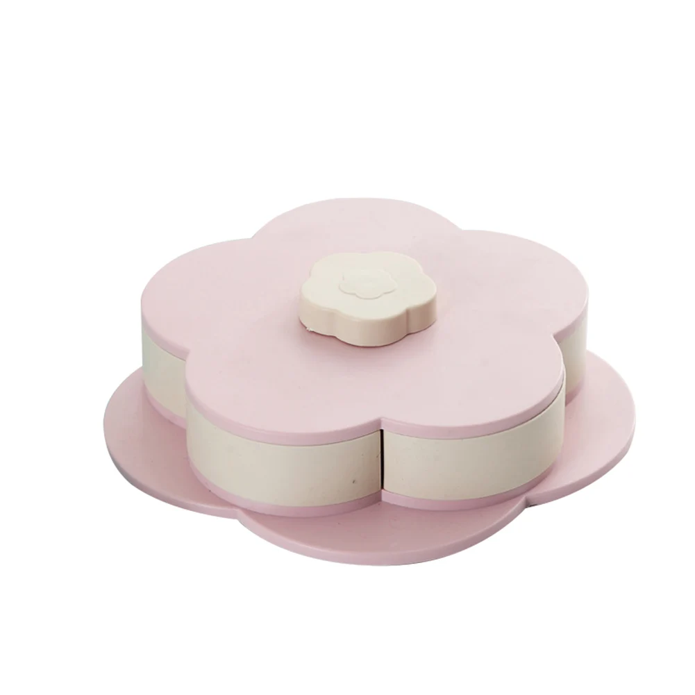 Pink small single Rotating Fruit Box Flower Candy Box Plum Blossom Rotating Snack Bowl With Mobile Phone Holder Dried Fruit Box H99F - Цвет: Pink small single