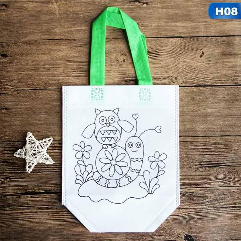Антистресс Развивающие головоломки игрушка для детей DIY сумка с граффити детский сад ручная роспись материалы веревка цвет случайный - Цвет: 8