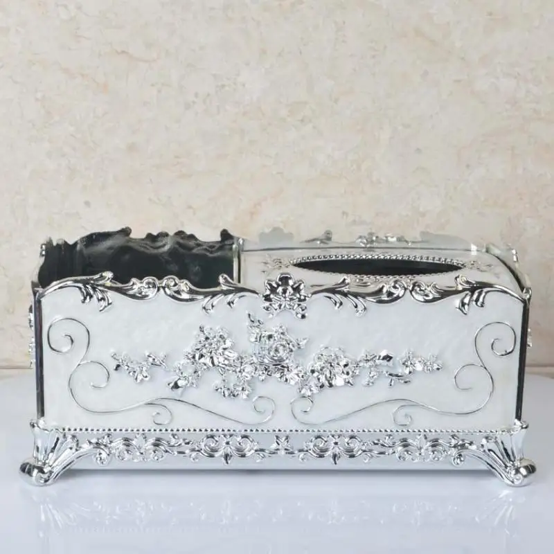 silvery white Современная пластиковая коробка для салфеток, европейский стиль, домашний контейнер для салфеток, полотенце, салфетка, для дома, офиса, KTV, отеля, автомобиля, чехол для лица, держатель - Цвет: silvery white