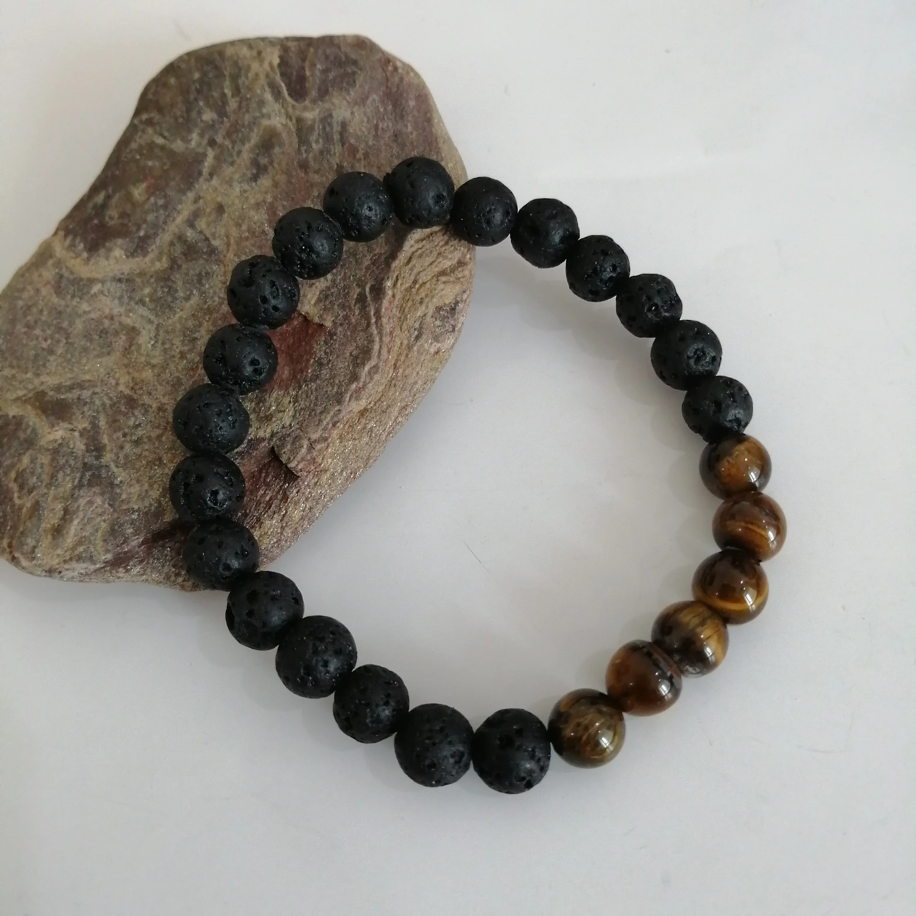 8mm Natural Tiger Eye Stone Lava Volcanic Rock Beads Adjustable Bracelet for Men Women Best Friend Hot | Украшения и аксессуары