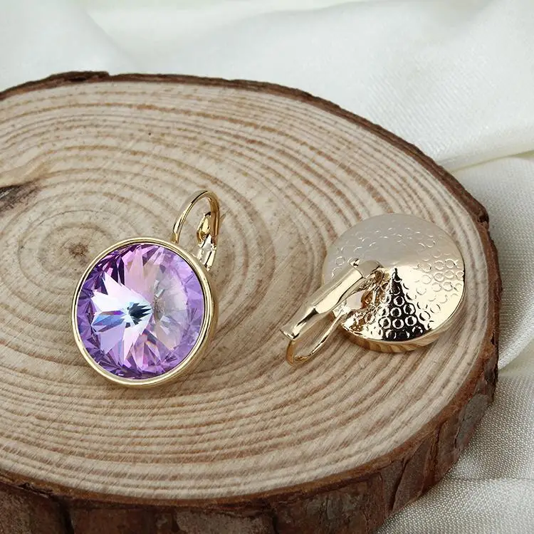 18K Real Gold Plated Dishana новые женские висячие серьги с камнями элегантные золотые Австрийские Серьги с кристаллами ювелирные серьги E0098 - Окраска металла: 18K Real Gold Plated
