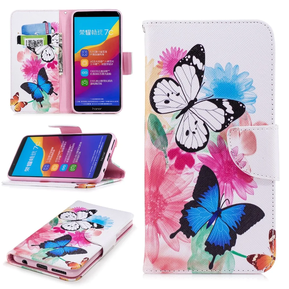 Милый чехол с медведем и бабочкой для Huawei Honor 7C Y7 2018 6C 8C Nova 2i 3i Mate 10 20 Lite P9 mini Case Etui