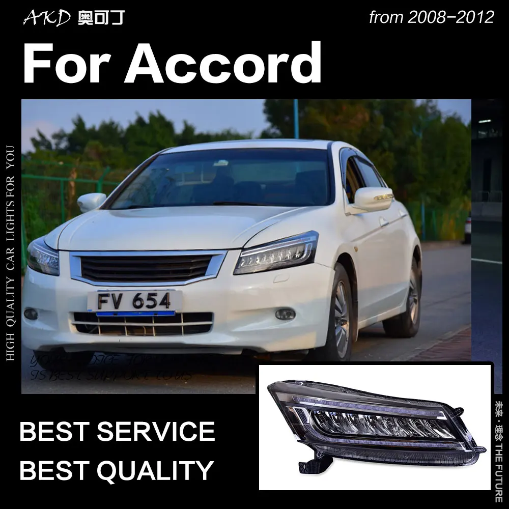 AKD автомобильный Стайлинг Головной фонарь для Accord светодиодный фонарь 2008-2012 динамический сигнал светодиодный DRL Hid головной фонарь Angel Eye Bi Xenon аксессуары