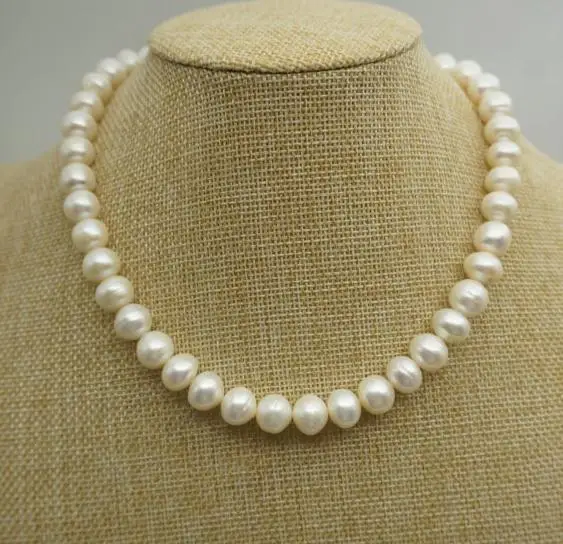 vender Natural Branco Pérola Jóias Handmade 100% Real Colar De Pérolas De Água Doce 10-11mm 45 Cm Moda Jóias Da Senhora