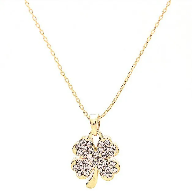 2012 new lady four leaf grass diamond 14 k gold plated necklace | Украшения и аксессуары