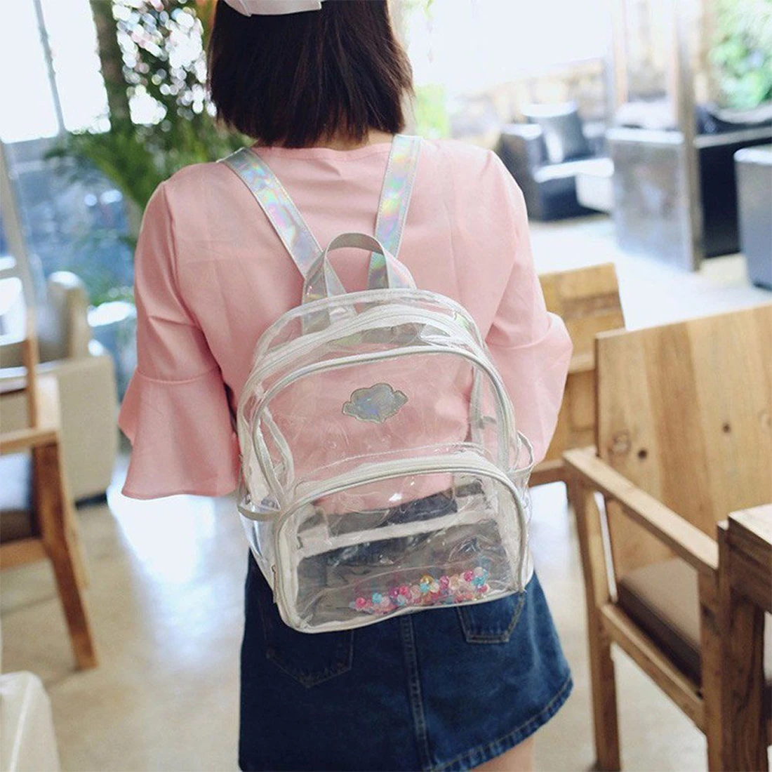 SFG дом моды прозрачный Для женщин пляжные Сумки рюкзак Обувь для девочек Лето 2017