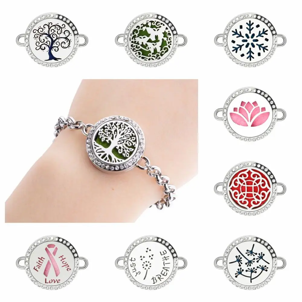 Множественный выбор! Браслет диффузор с ароматом эфирного масла Just breathe Rhinestone 25