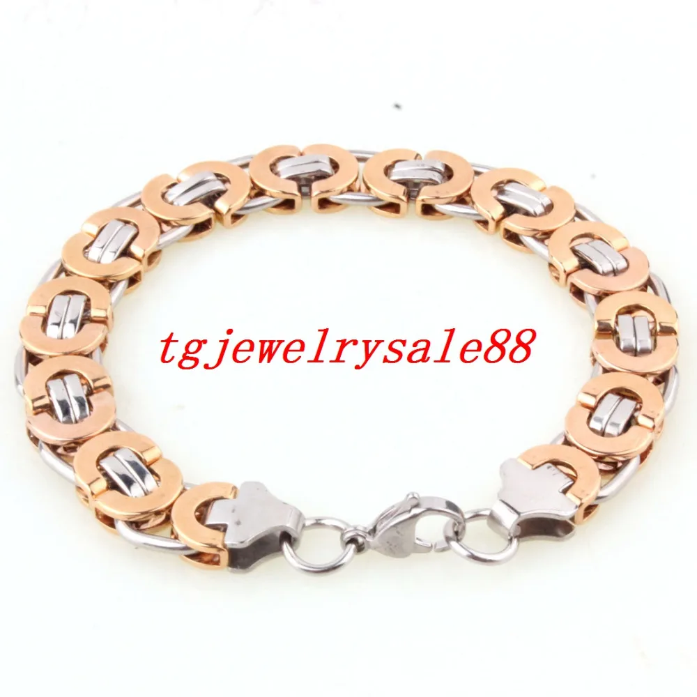 Браслет мужской из нержавеющей стали с цепочкой шириной 11 мм серебристый золотой