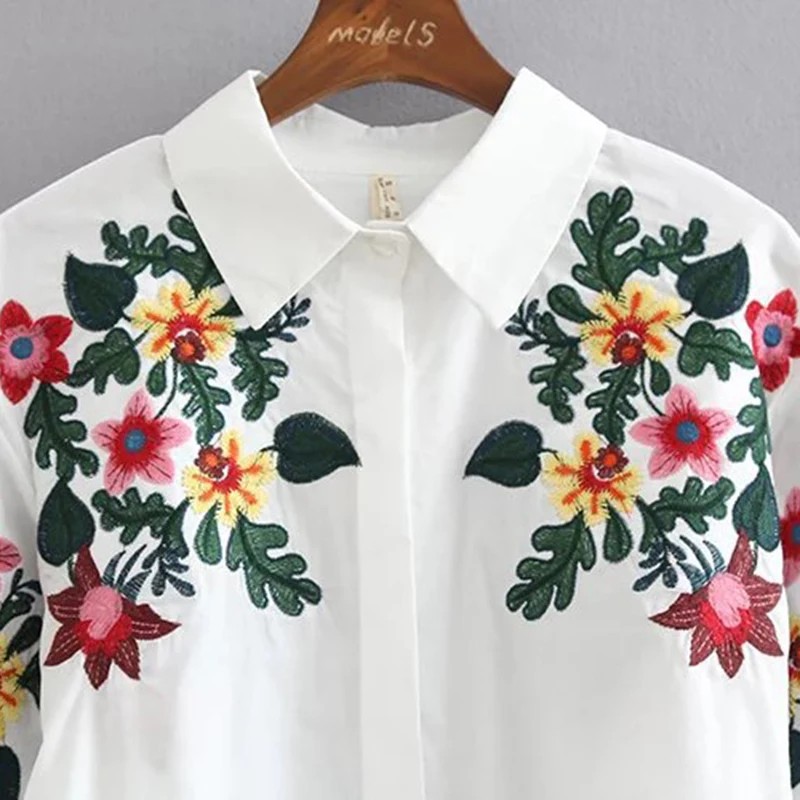 Женская блузка с вышивкой Элегантная Футболка FF1325 L 2018|Блузки| |