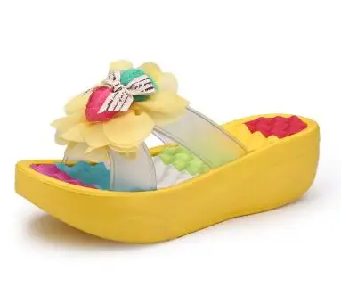 B YEELOW Summer Sandals Wedges Flip Flops Platform Slippers Shoes slippers sandalia New Women Sandals Fashion Flower shoes MM-92 - Цвет: B YEELOW
