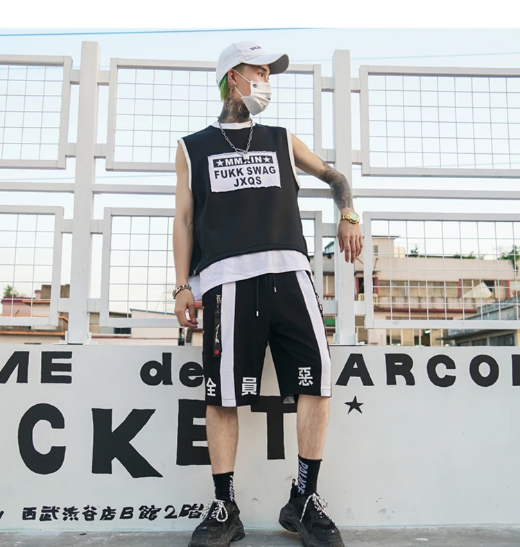 New high quality fashion summer personality refreshing hip-hop casual ribbon street men's vest clothing | Мужская одежда