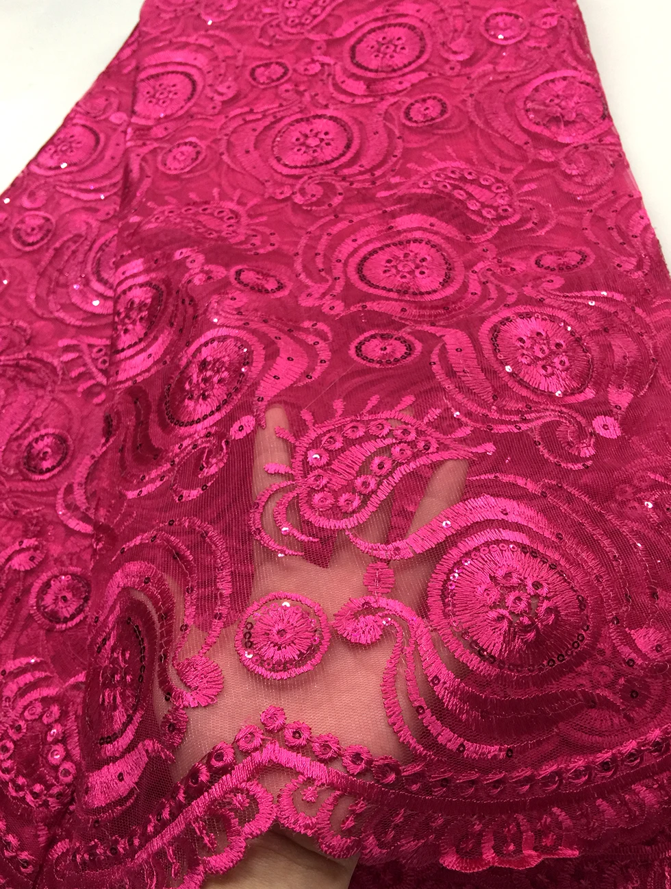 Французская вышитая кружевная ткань 2018 новейшая африканская сетка fuschia тюль с