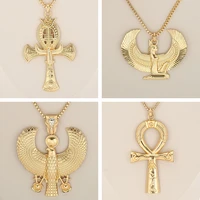 african gift gold color egyptian queen nefertitiisishorus pendant necklaces for women men jewelry wholesale hip hop jewellery