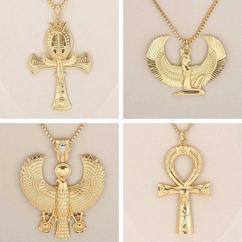 African Gift Gold Color Egyptian Queen Nefertiti Isis Horus Pendant Necklaces for Women Men Jewelry Wholesale Hip Hop Jewellery | Украшения