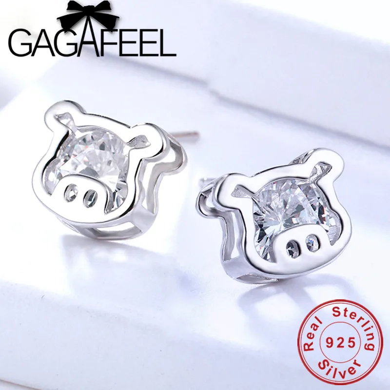 Женские серьги гвоздики GAGAFEEL серебро 925 пробы циркониевые ААА ювелирные изделия