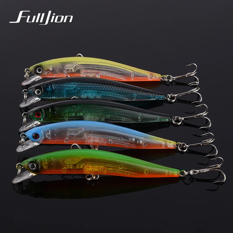 Fulljion 5 шт./лот рыболовные приманки-Воблеры Minnow жесткие приманки для рыболовных
