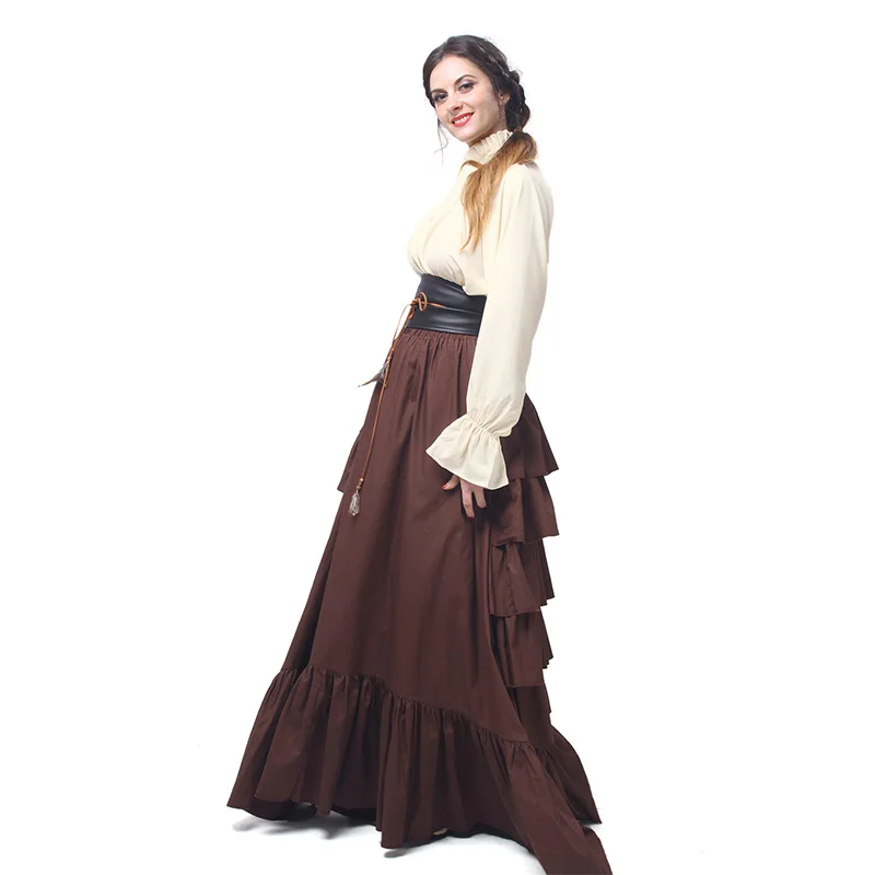Женский ретро костюм ROLECOS блузка средневековой эпохи Возрождения и длинная юбка