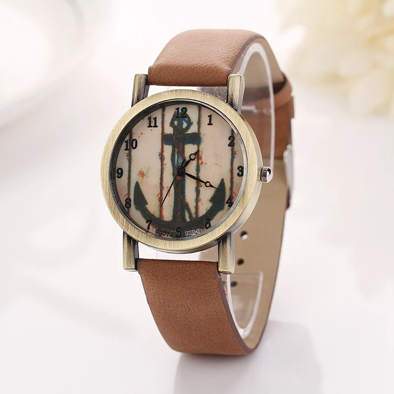 2018 г. модные брендовые Повседневные часы якорь с рисунком Для женщин