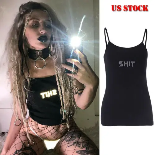 Женский топ на бретельках готический облегающий Топ без рукавов с открытой
