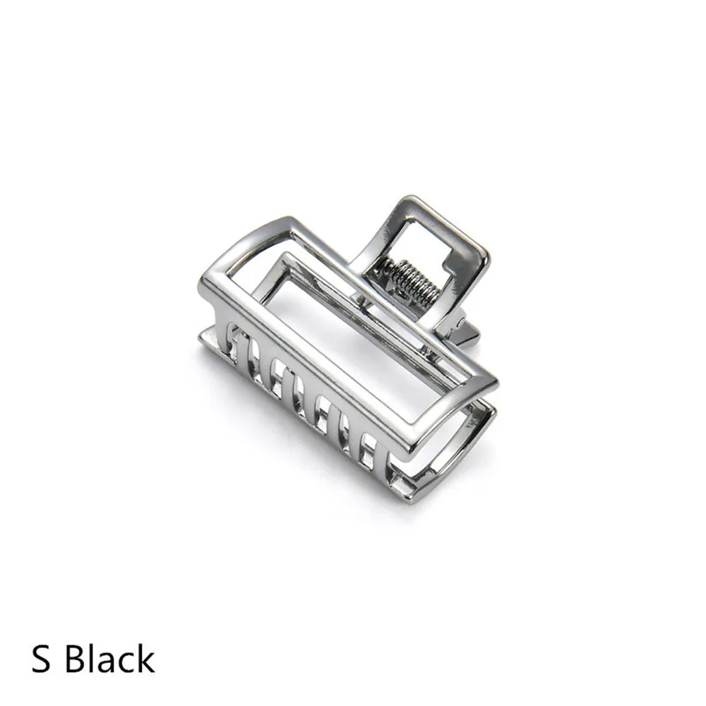 black S Women Geometric Hair Claw Solid Color Hair Crab Retro Square Shape Pearl Hair Clips Claws Hair Accessories Large Size Hairpin - Цвет: black S