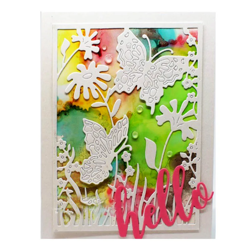 Бабочка hallow out frame Hello штамп из углеродистой стали для DIY скрапбукинга/фотоальбома